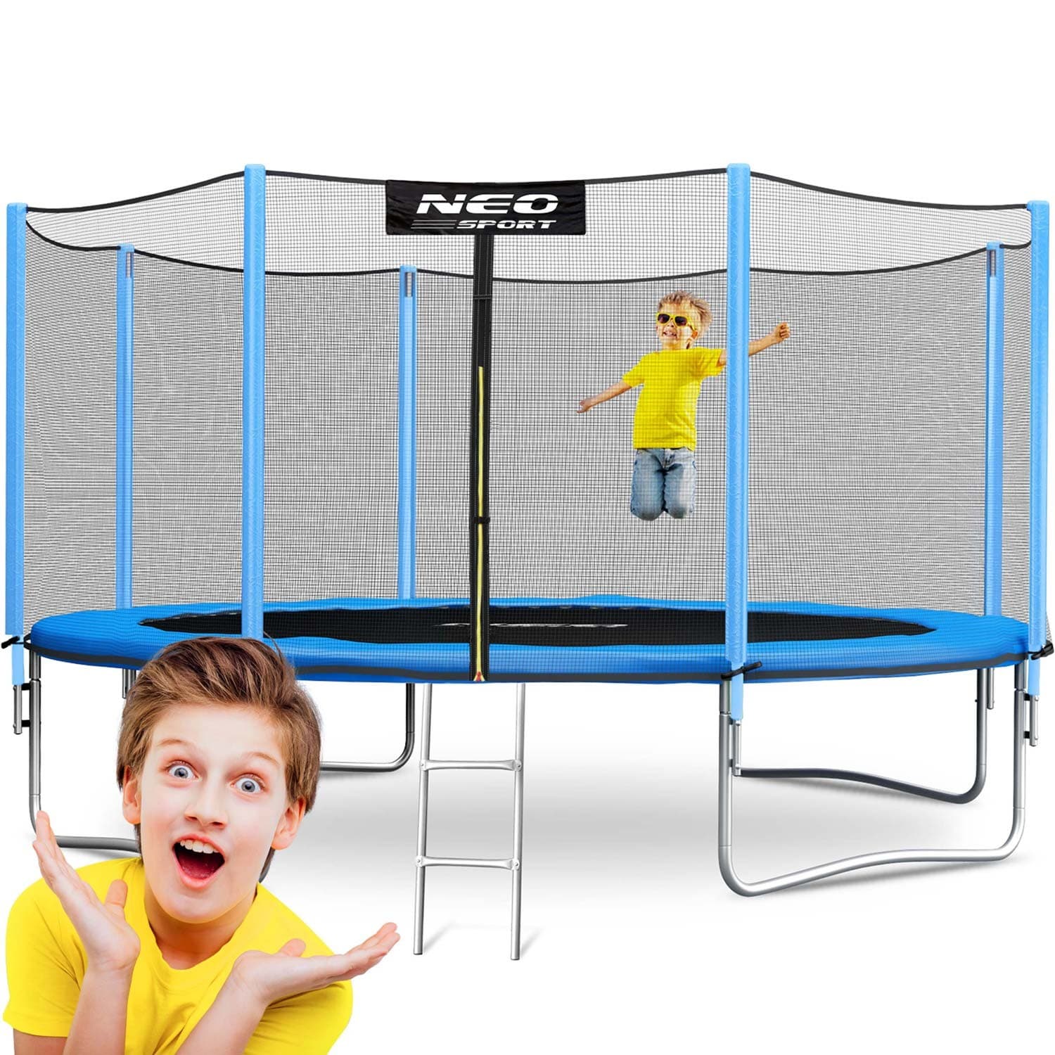 NeoSport Trampolina ogrodowa 13ft/404cm z siatką zewnętrzną i drabinką 