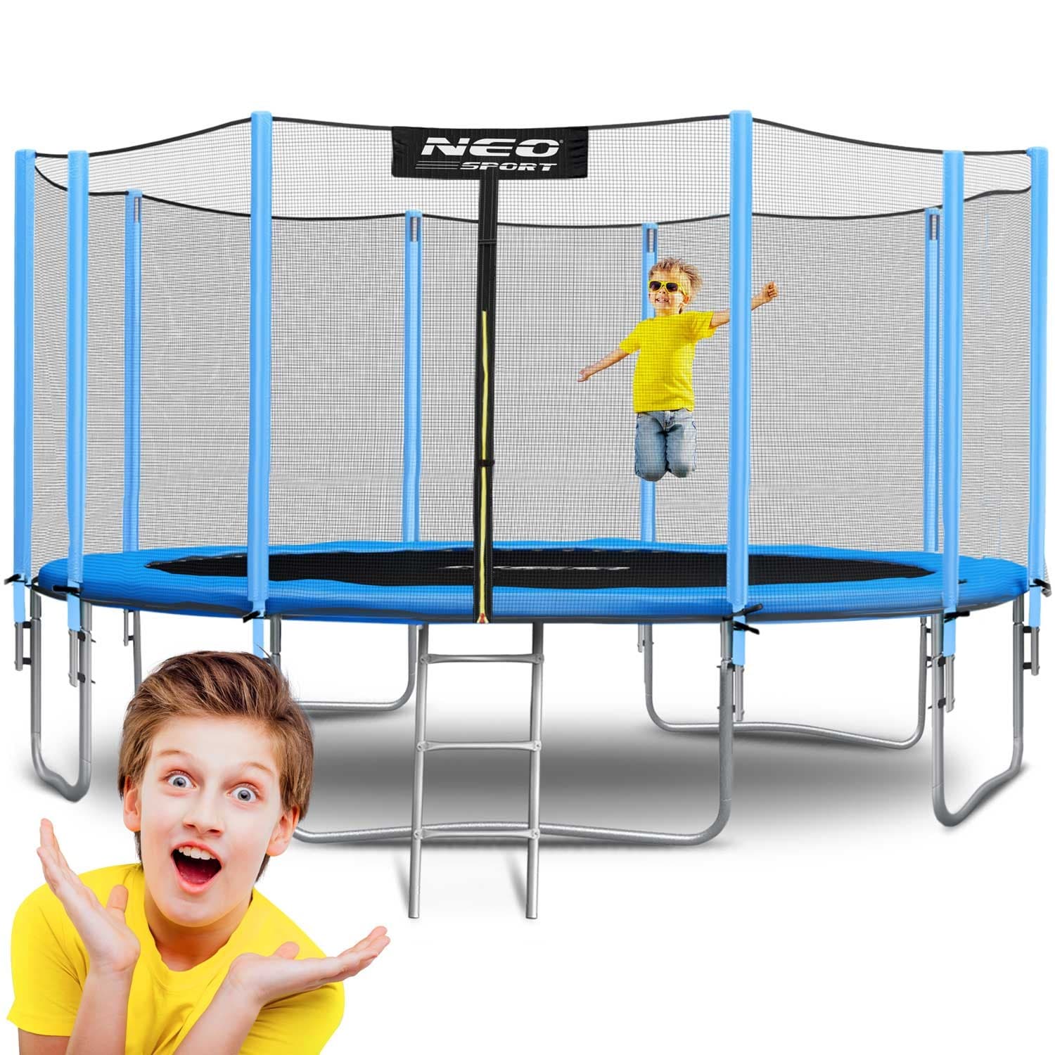 NeoSport Trampolina ogrodowa 15ft/465cm z siatką zewnętrzną i drabinką 