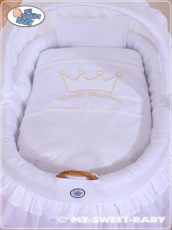 Kosz Mojżesza wiklinowy ze składaną budką- Little Prince Princess biały