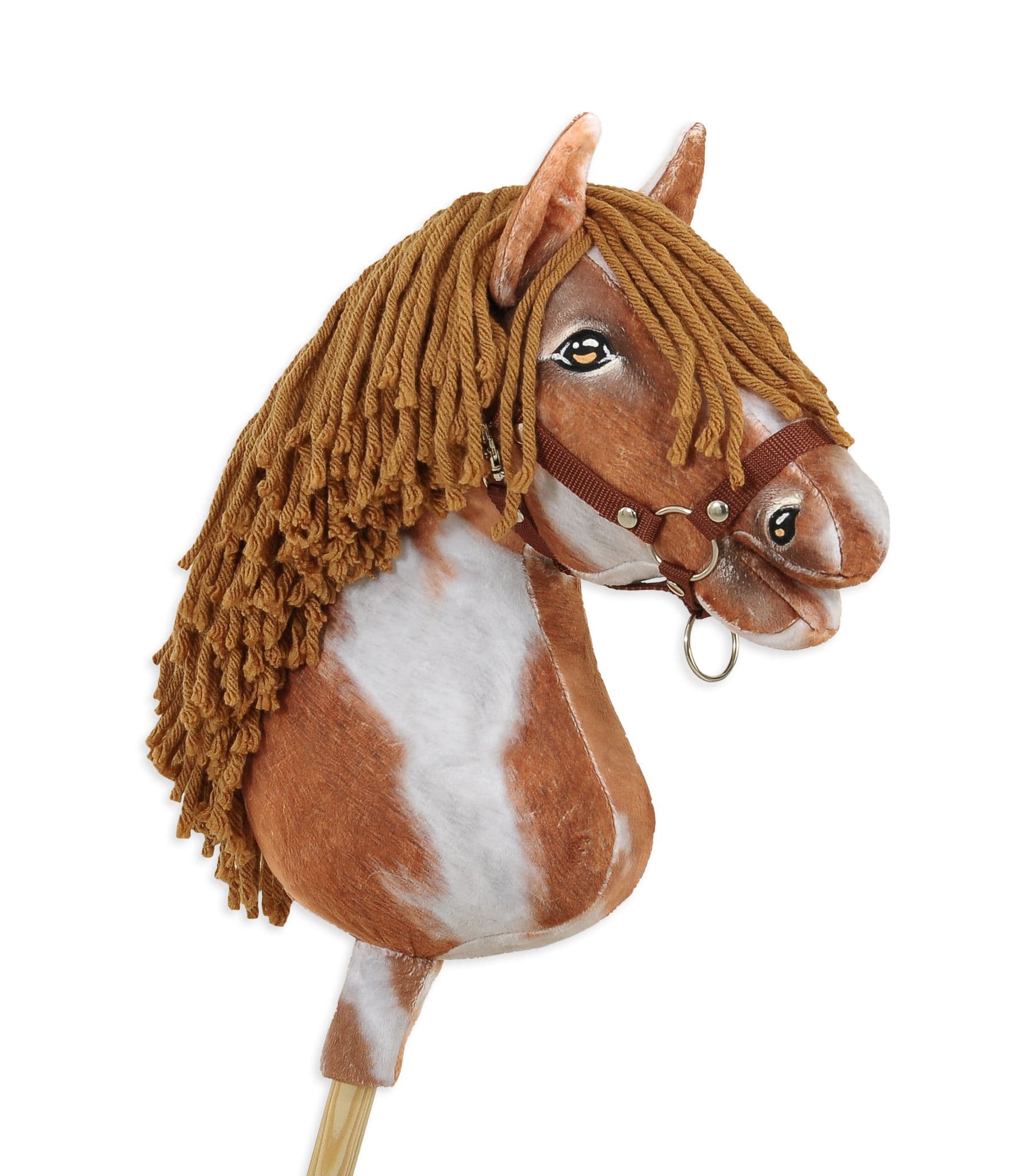 Hobby Horse Duży koń na kiju Premium - srokaty tobiano z brązową grzywą A3