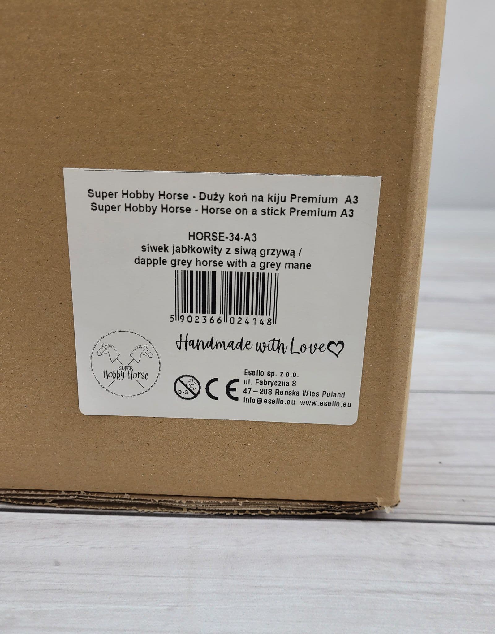 Hobby Horse Duży koń na kiju Premium - siwek jabłkowity z siwą grzywą A3