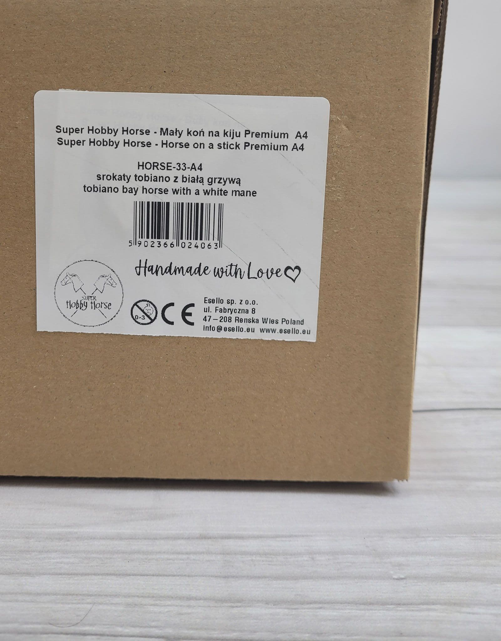 Hobby Horse Mały koń na kiju Premium - srokaty tobiano z białą grzywą A4
