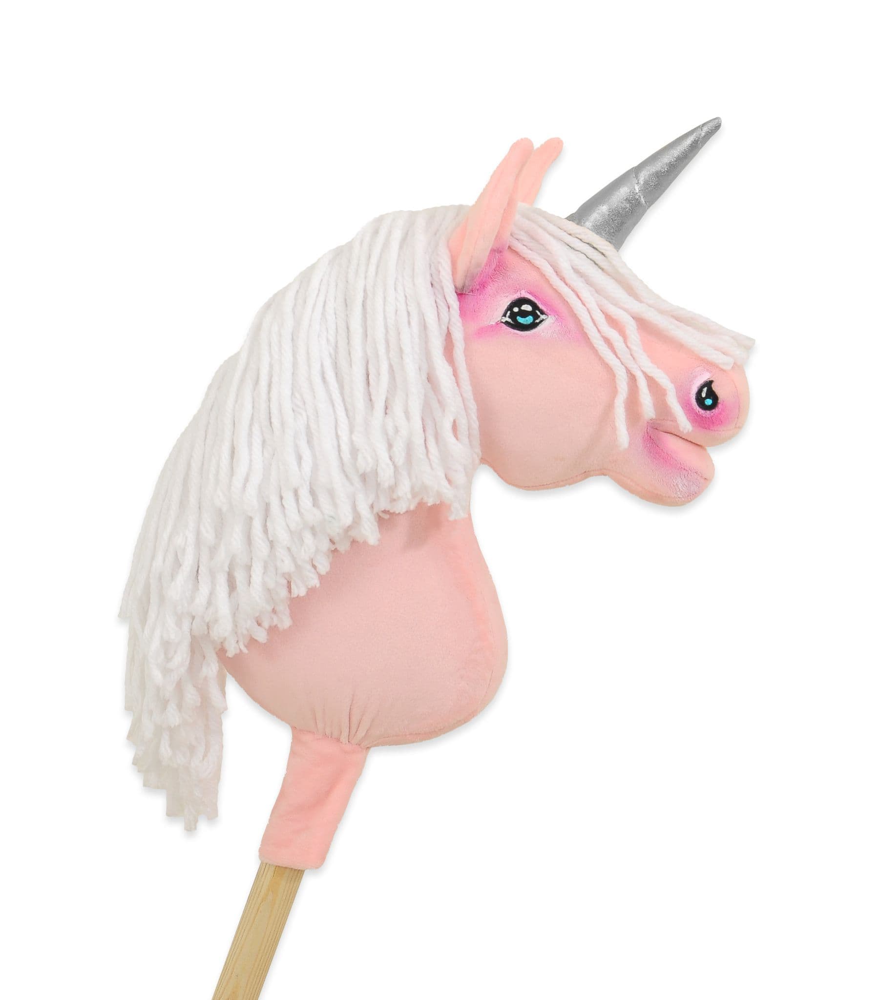 Hobby Horse Jednorożec na kiju mały różowy z białą grzywą i srebrnym rogiem