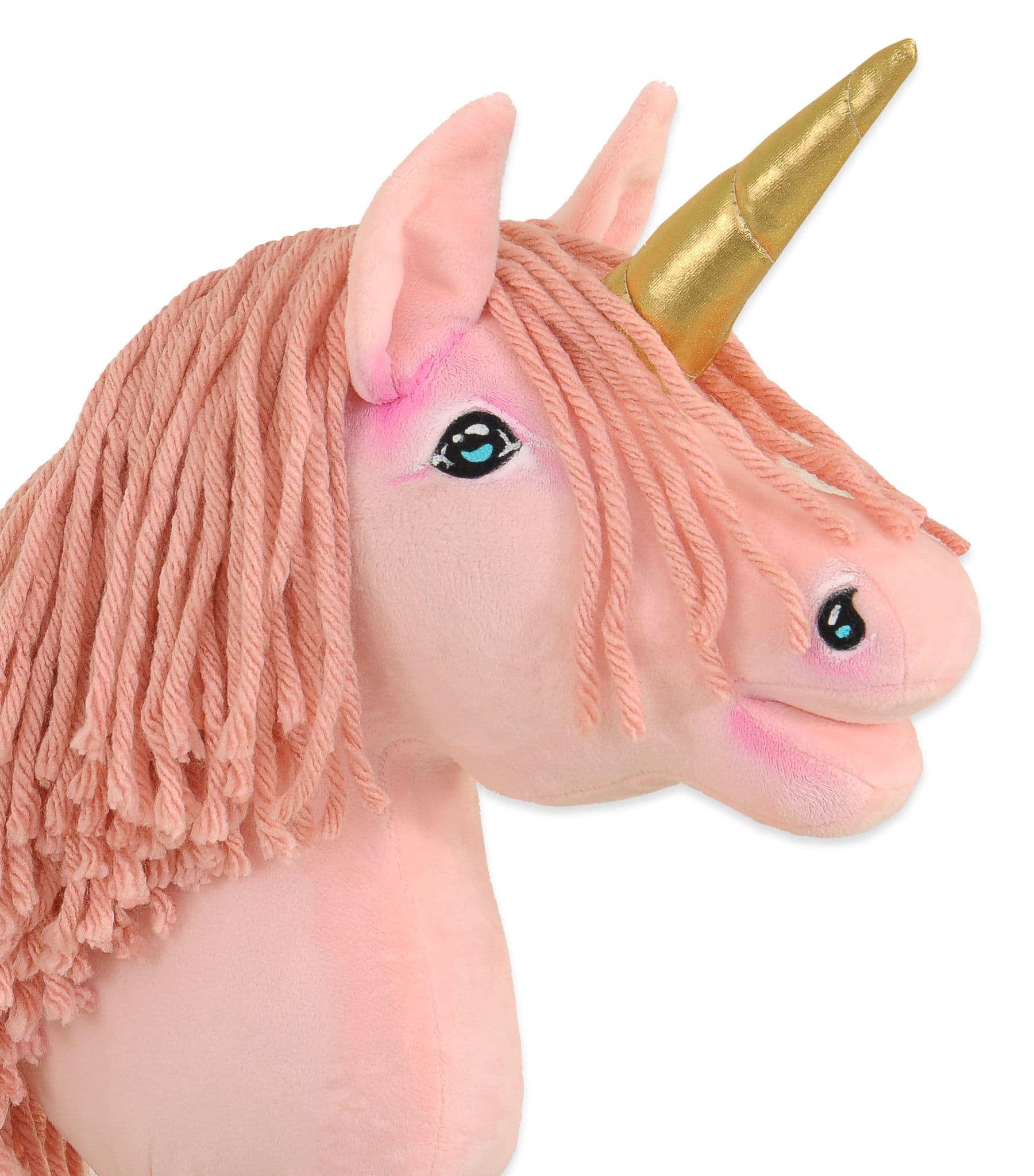 Hobby Horse Jednorożec na kiju mały różowy z różową grzywą i złotym rogiem