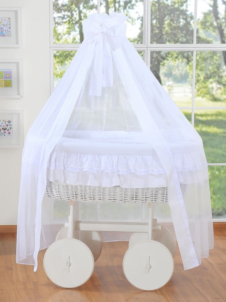 Kosz Mojżesza z baldachimem Deluxe- Little Angel biały