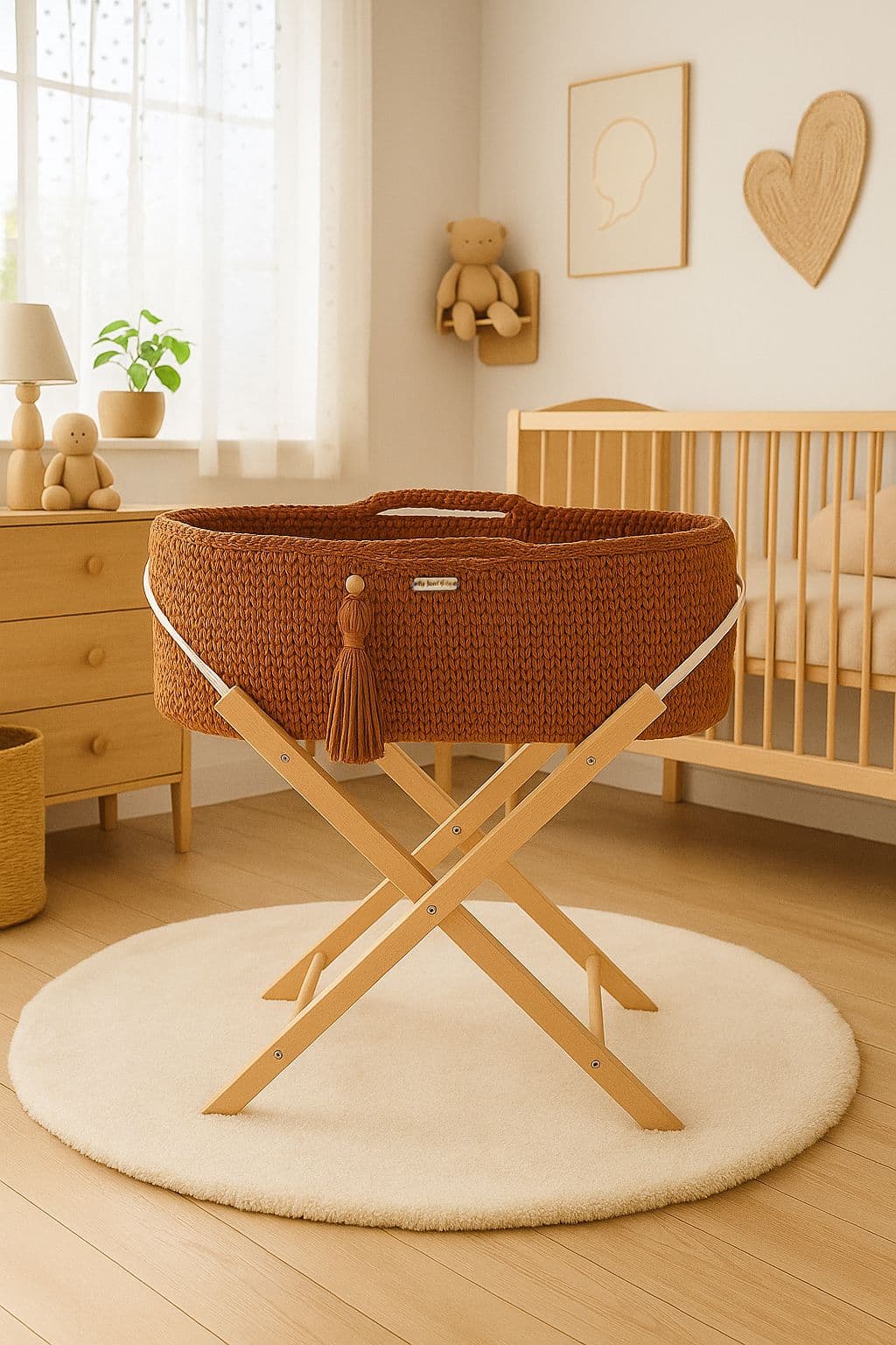 Kosz Mojżesza BOHO Handmade ze stojakiem - terracotta