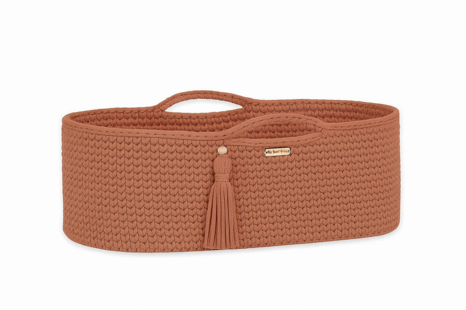Kosz Mojżesza BOHO bawełniany Handmade z materacykiem - caramel