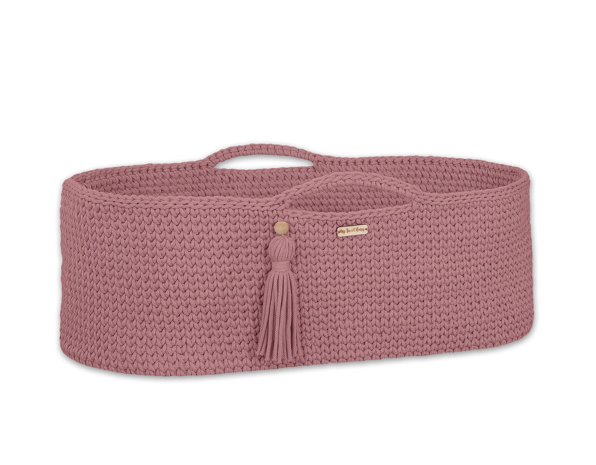 Kosz Mojżesza BOHO bawełniany Handmade z materacykiem - blush