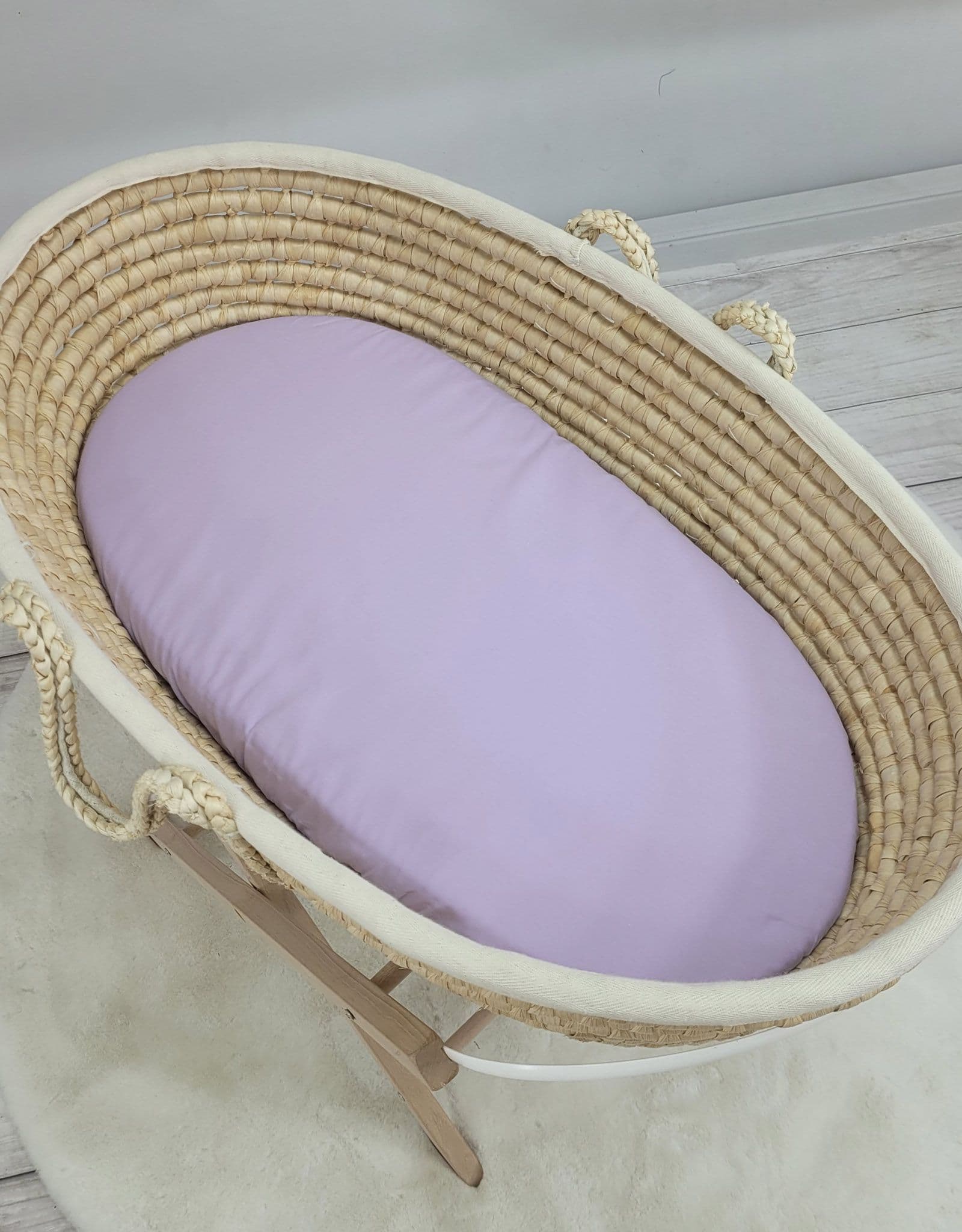 Prześcieradło bawełniane do kosza Mojżesza Boho wózka gondoli 75x35 cm - fioletowe