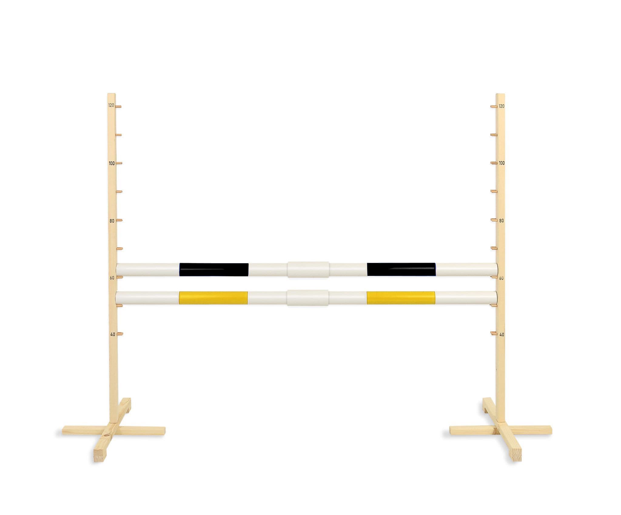 Przeszkoda skokowa do Hobby Horse 160cm, h-120 cm, dwie belki - czarna i żółta