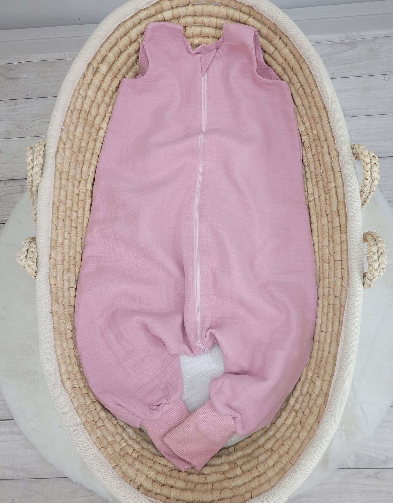 Muślinowy śpiworek dla dzieci z nogawkami L 9-24 mcy letni TOG 1.0 - pastel pink