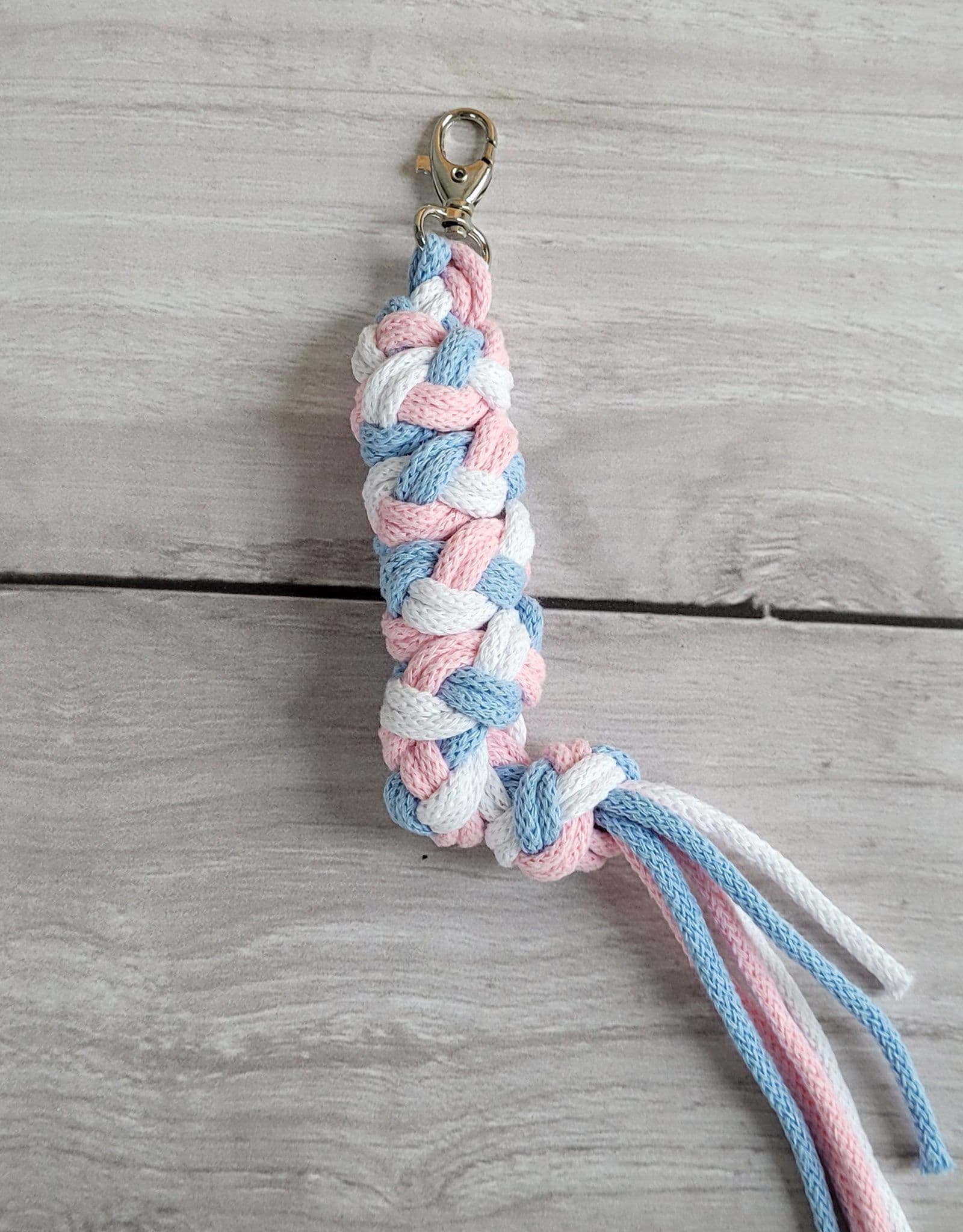 Uwiąz dla Hobby Horse ze sznurka – błękit/ jasny róż/ biały