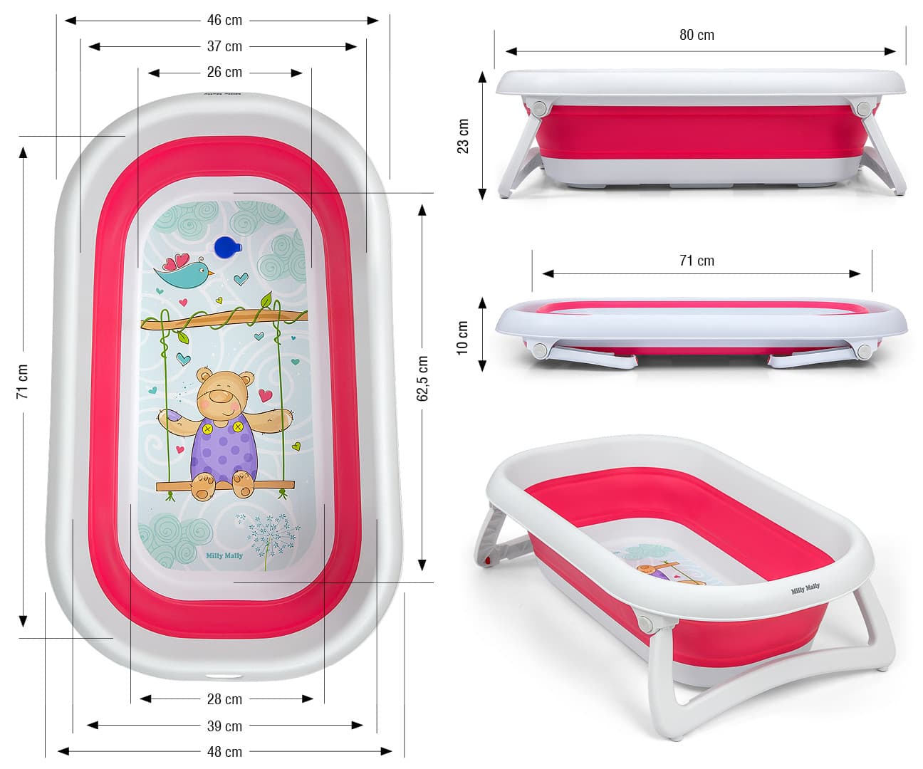 Milly Mally Wanienka składana Aqua Pink