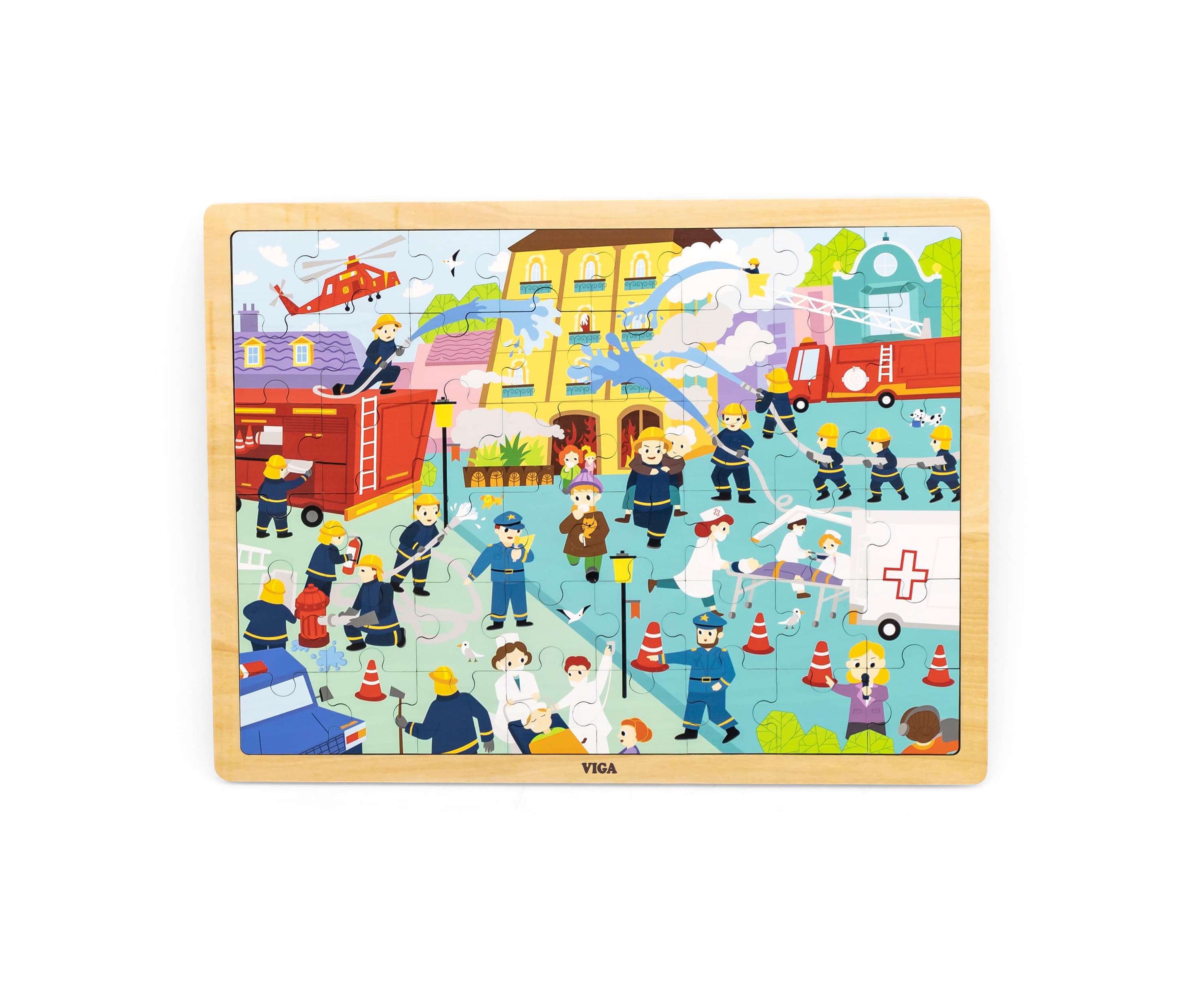 Viga 44581 Puzzle na podkładce 48 elementów - poznajemy pracę strażaka