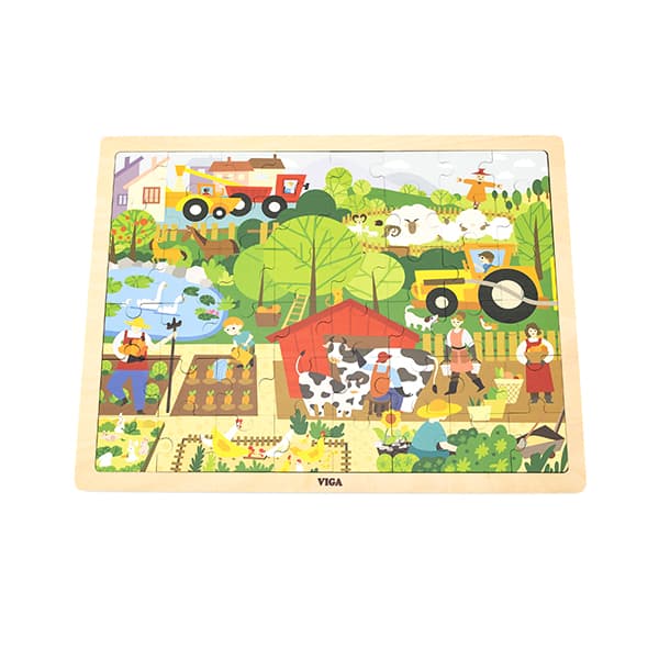Viga 44588 Puzzle na podkładce 48 elementów - poznajemy farmę