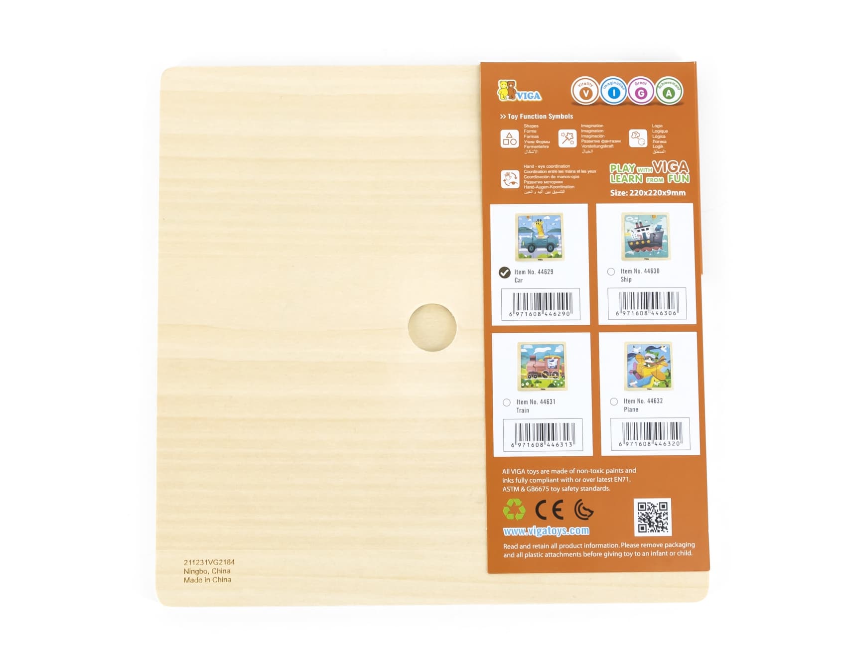 Viga 44629 Puzzle na podkładce 9 elementów - auto
