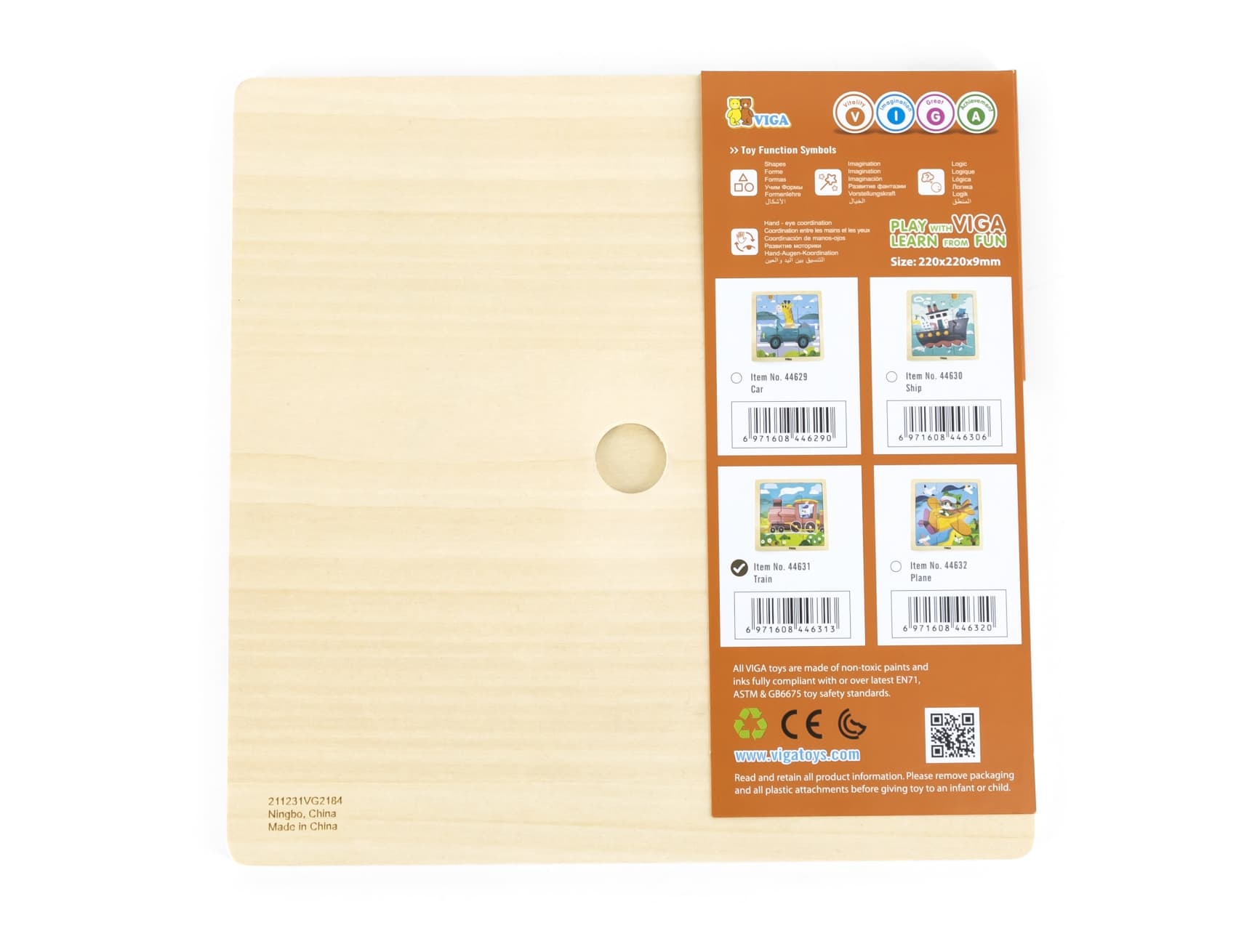 Viga 44631 Puzzle na podkładce 9 elementów - pociąg